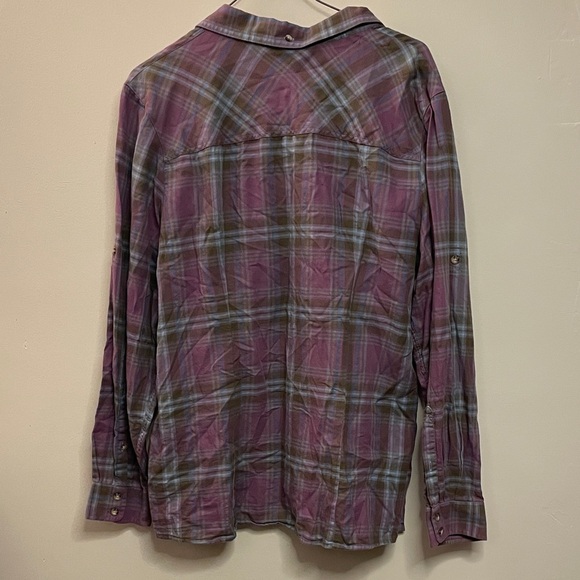 L.L. Bean Purple Plaid Button Down Shirt size Large - Picture 6 of 7